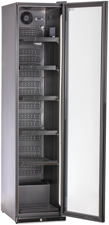 KBS Gastrotechnik Glastürkühlschrank KBS 327 G Slim schwarz