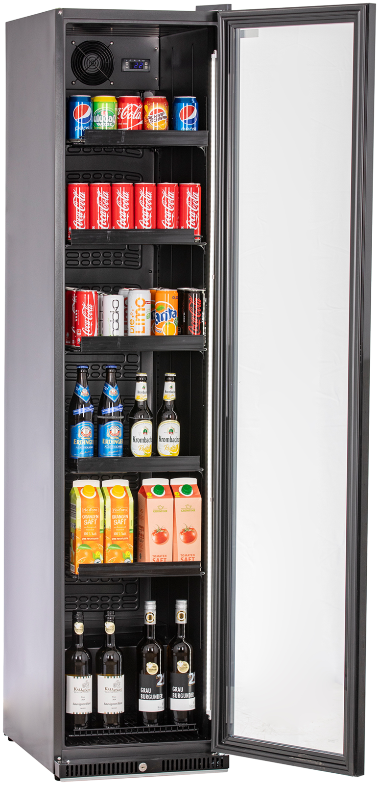 KBS Gastrotechnik Glastürkühlschrank KBS 327 G Slim schwarz