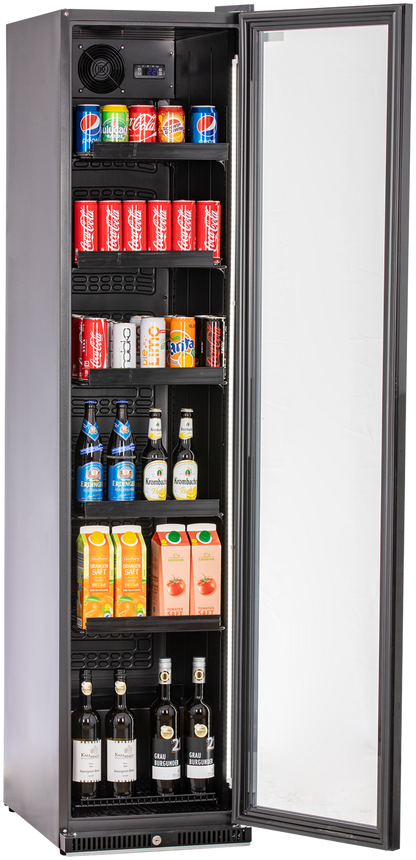KBS Gastrotechnik Glastürkühlschrank KBS 327 G Slim schwarz