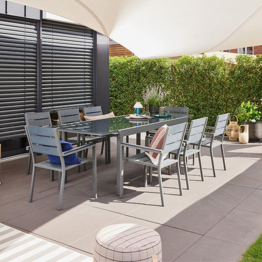 Home Deluxe Gartentisch ausziehbar aus Glas SOL - 180/240 x 90 cm