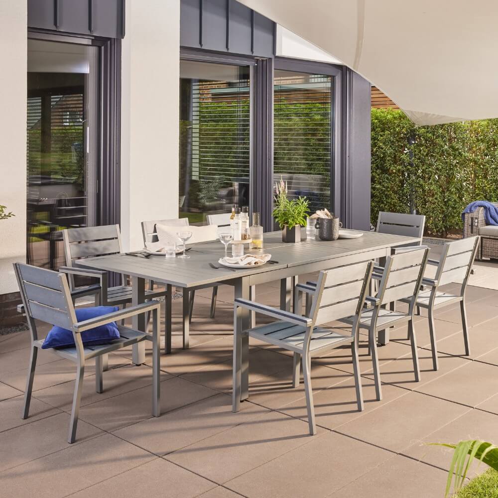 Home Deluxe Garten-Sitzgruppe ausziehbar CASA MADERA - 160/240 x 100 cm 10 Stühle
