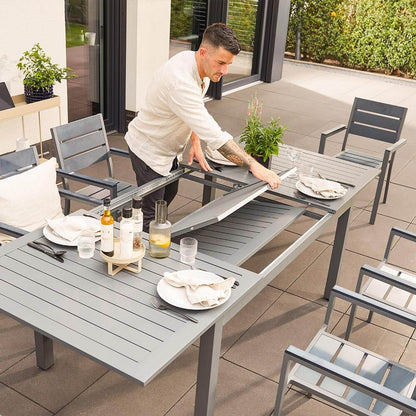 Home Deluxe Garten-Sitzgruppe ausziehbar CASA MADERA - 160/240 x 100 cm 8 Stühle
