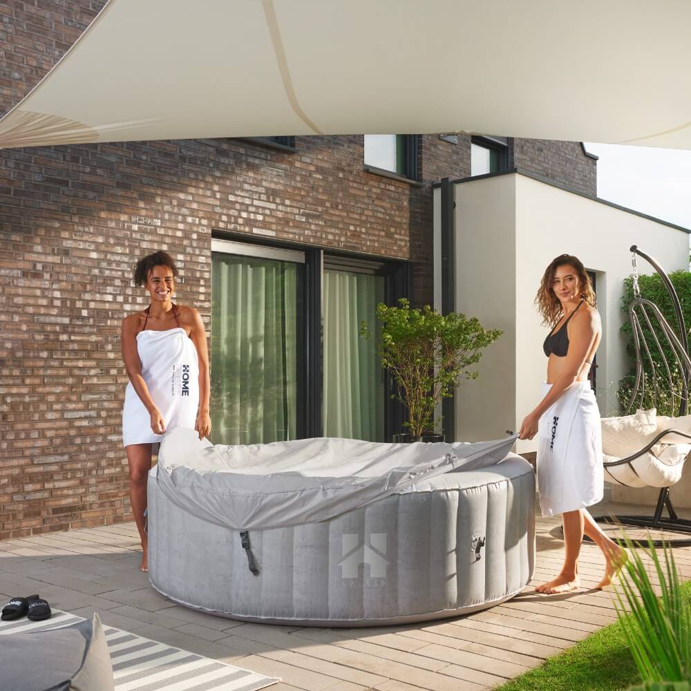 Home Deluxe Outdoor Whirlpool SPLASH inkl. Abdeckung - Ø208 cm 6 Personen Beton