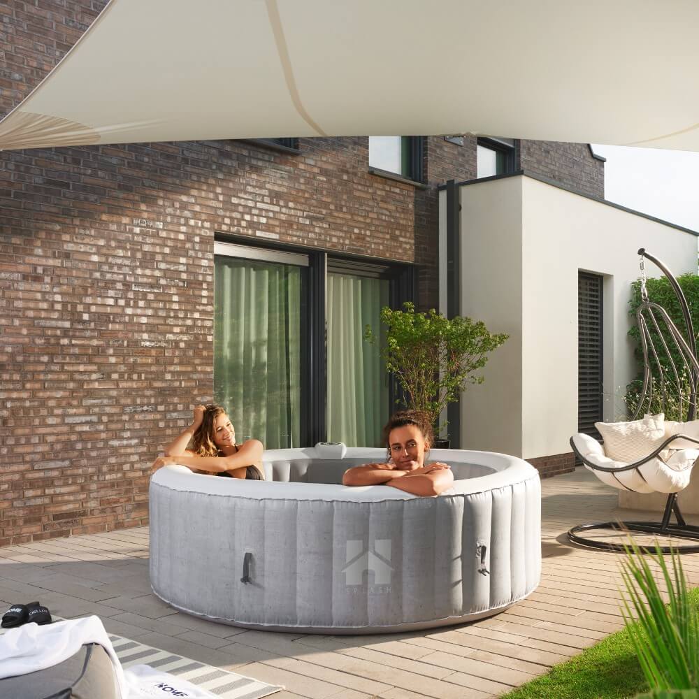 Home Deluxe Outdoor Whirlpool SPLASH inkl. Abdeckung - Ø208 cm 6 Personen Beton