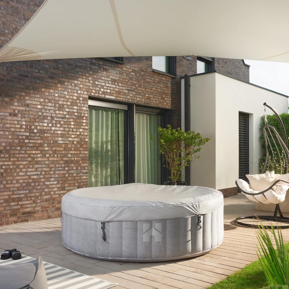 Home Deluxe Outdoor Whirlpool SPLASH inkl. Abdeckung - Ø208 cm 6 Personen Beton