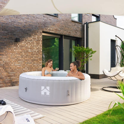 Home Deluxe Outdoor Whirlpool inkl. Kissen, Getränkehalter und Sonnendach SPLASH -  Ø208 cm 6 Personen Grau