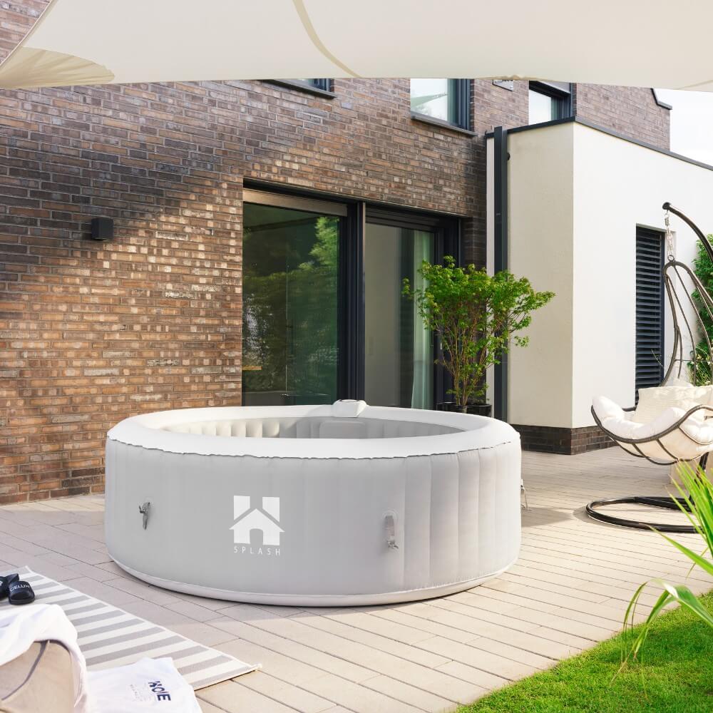 Home Deluxe Outdoor Whirlpool aufblasbar SPLASH inkl. Abdeckung - Ø208 cm 6 Personen Uni Grau