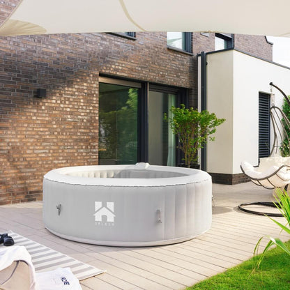 Home Deluxe Outdoor Whirlpool aufblasbar SPLASH inkl. Abdeckung - Ø208 cm 6 Personen Uni Grau