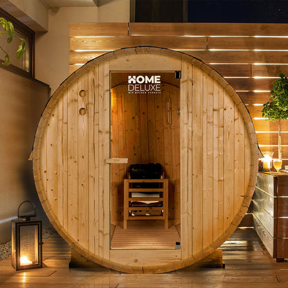 Home Deluxe Outdoor Fasssauna LAHTI M - 195 x 120 cm für 2 Personen