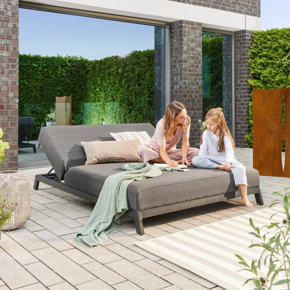 Home Deluxe Sonnenliege für 2 mit verstellbarer Rückenlehne VALENCIA - 203 x 144 cm Anthrazit