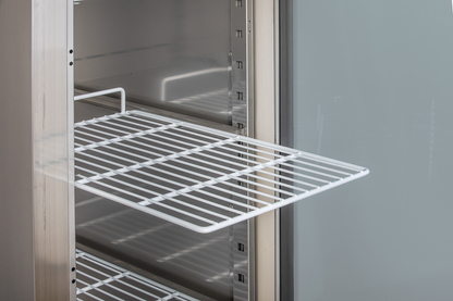 KBS Gastrotechnik Edelstahl Gewerbekühlschrank mit Glastür KU 356 G
