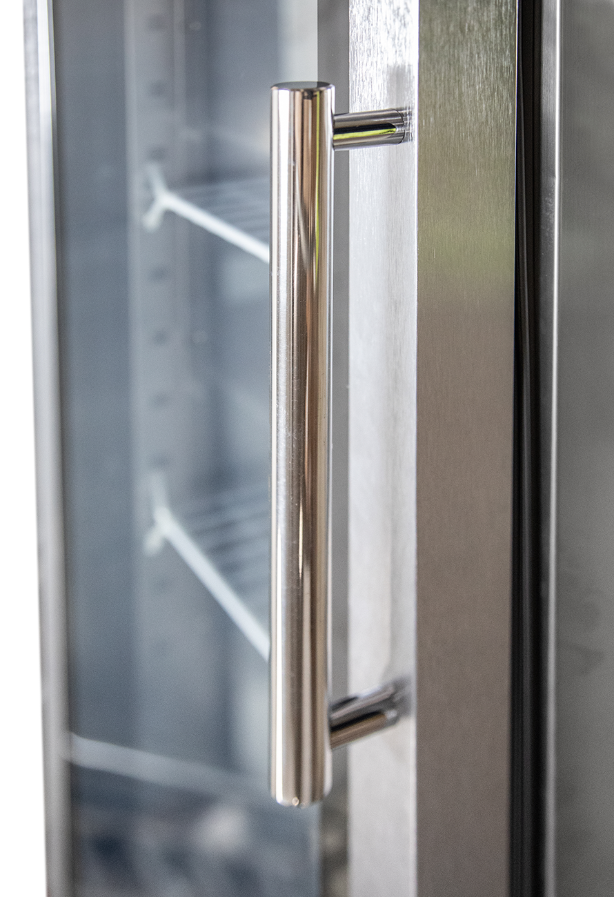 KBS Gastrotechnik Edelstahl Gewerbekühlschrank mit Glastür KU 356 G