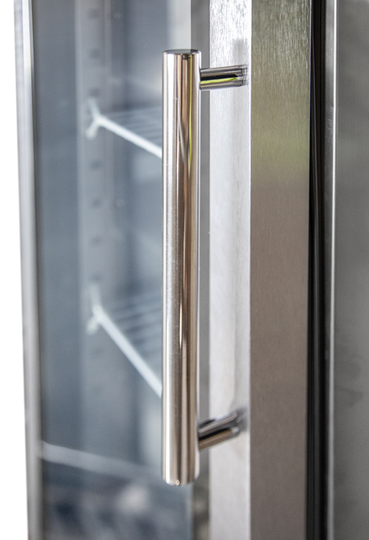 KBS Gastrotechnik Edelstahl Gewerbekühlschrank mit Glastür KU 356 G
