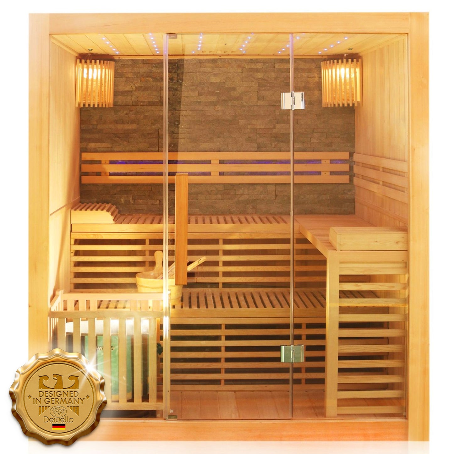 Dewello Finnische Sauna SARNIA PLUS 180x140 bei TroniTechnik