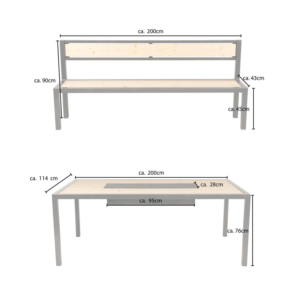 Home Deluxe Sitzgarnitur aus Lärche NAXOS - 200 x 43 cm Made in Germany