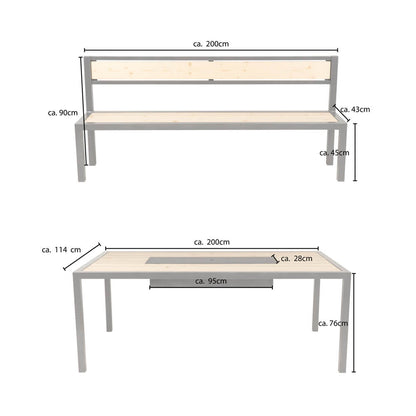 Home Deluxe Sitzgarnitur aus Lärche NAXOS - 200 x 43 cm Made in Germany