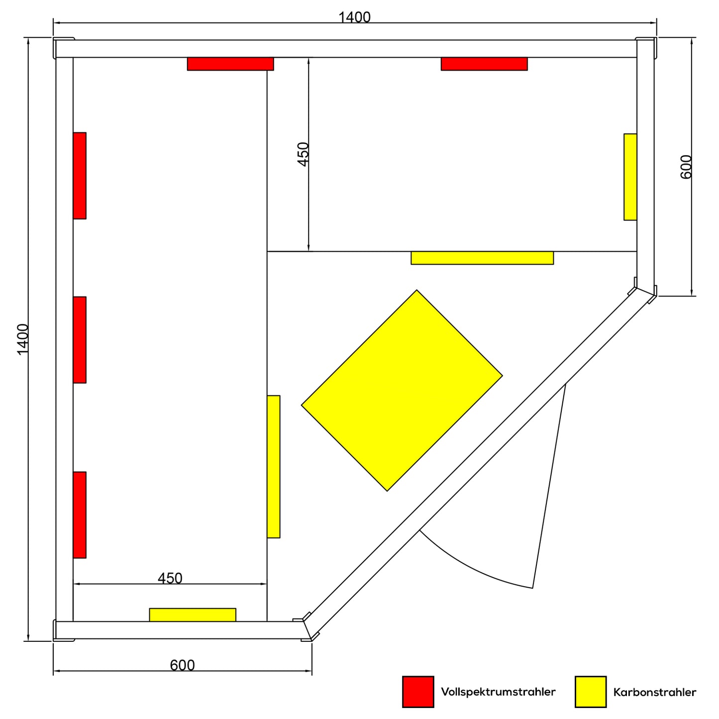 Dewello Infrarotkabine LAKEFIELD 140x140 Dual-Therm bei TroniTechnik