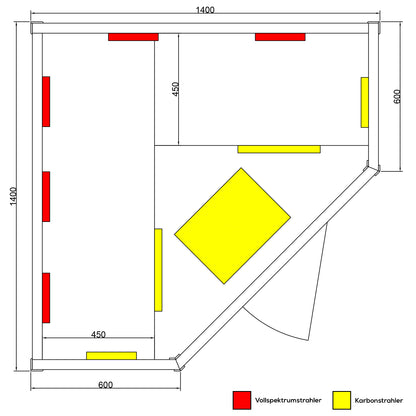 Dewello Infrarotkabine LAKEFIELD 140x140 Dual-Therm bei TroniTechnik