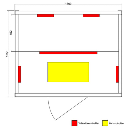 Dewello Infrarotkabine HAMLIN VOLLSPEKTRUM 130x105 bei TroniTechnik