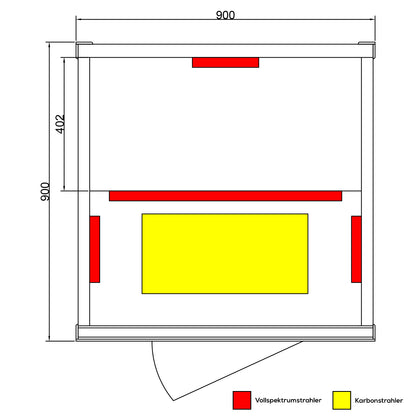 Dewello Infrarotkabine HAMLIN VOLLSPEKTRUM 90x90 bei TroniTechnik