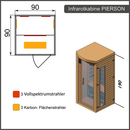 Dewello Infrarotkabine PIERSON 90x90 Dual-Therm bei TroniTechnik