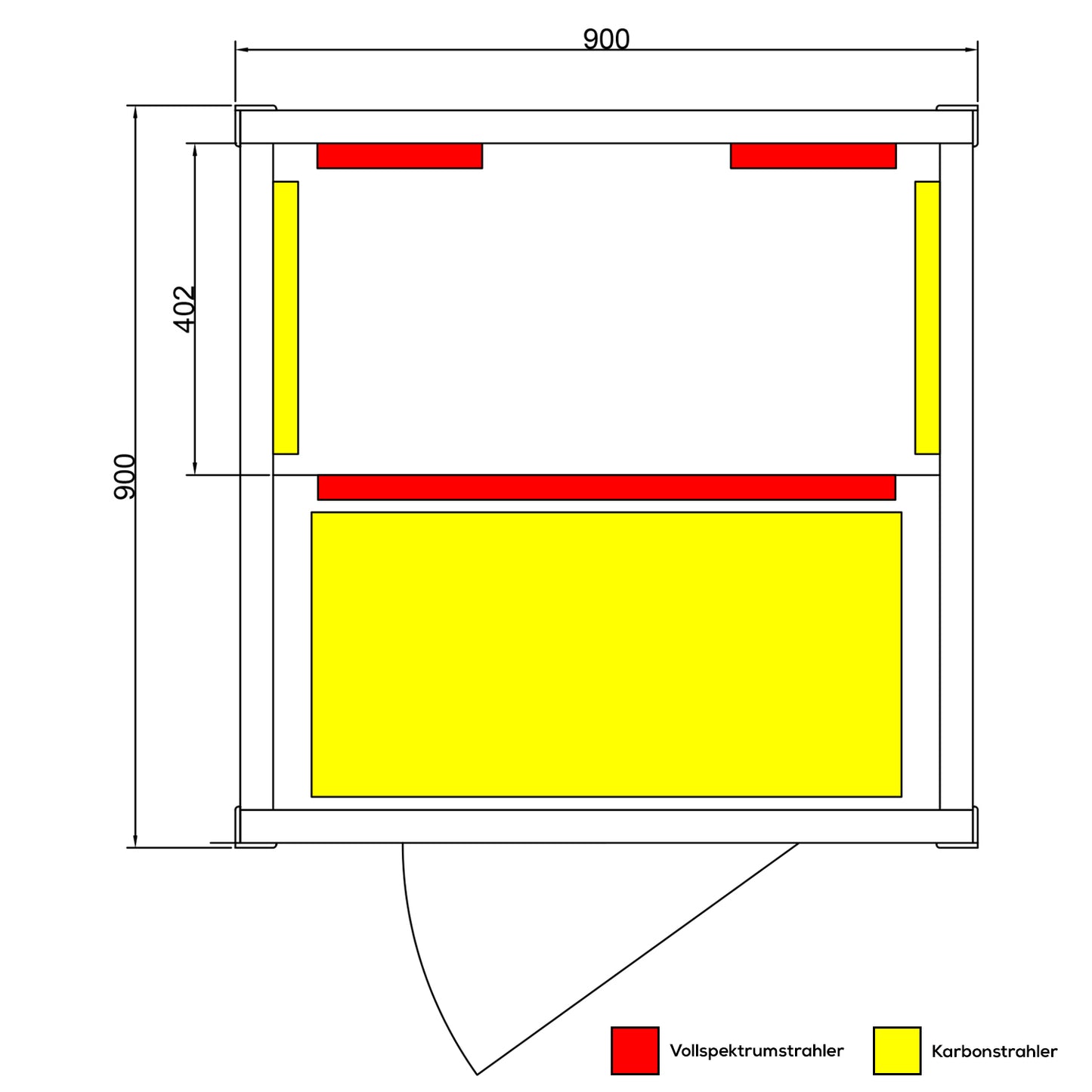 Dewello Infrarotkabine PIERSON 90x90 Dual-Therm bei TroniTechnik