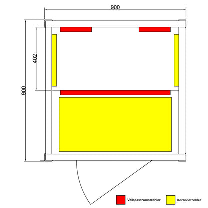 Dewello Infrarotkabine PIERSON 90x90 Dual-Therm bei TroniTechnik
