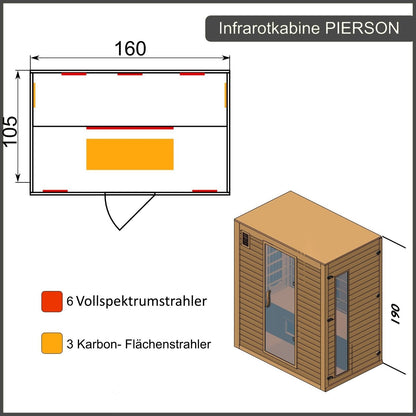 Dewello Infrarotkabine PIERSON 160x105 Dual-Therm bei TroniTechnik