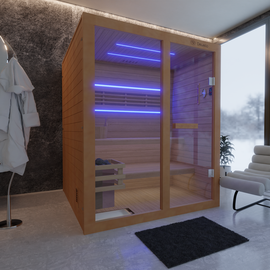 Dewello Finnische Sauna TOFINO 160cm x 150cm bei TroniTechnik