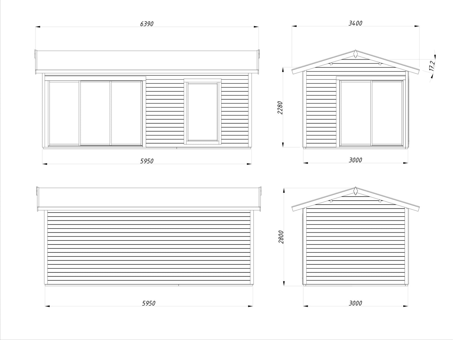 Palmako Amanda 17,1 m2 Slide - Lackiert dunkelgrau RAL7012 + anthrazit RAL7016
