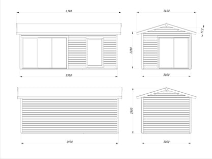 Palmako Amanda 17,1 m2 Slide - Lackiert dunkelgrau RAL7012 + anthrazit RAL7016