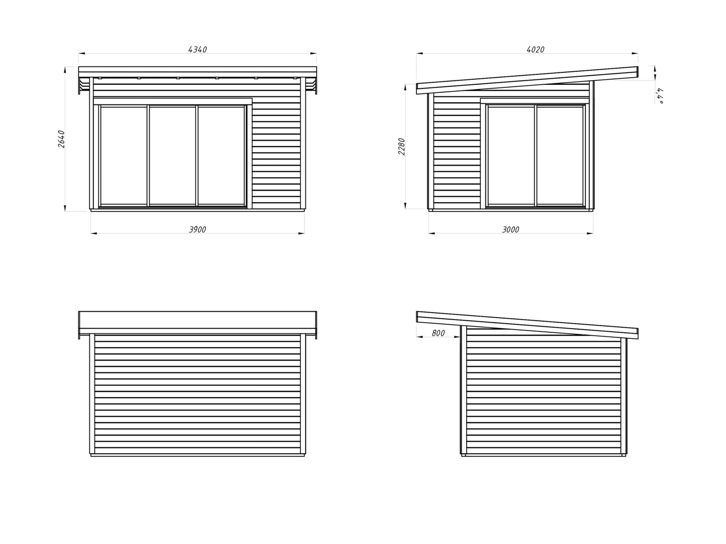 Palmako Andrea 11,2 m2 Slide Plus - Grau tauchgrundiert