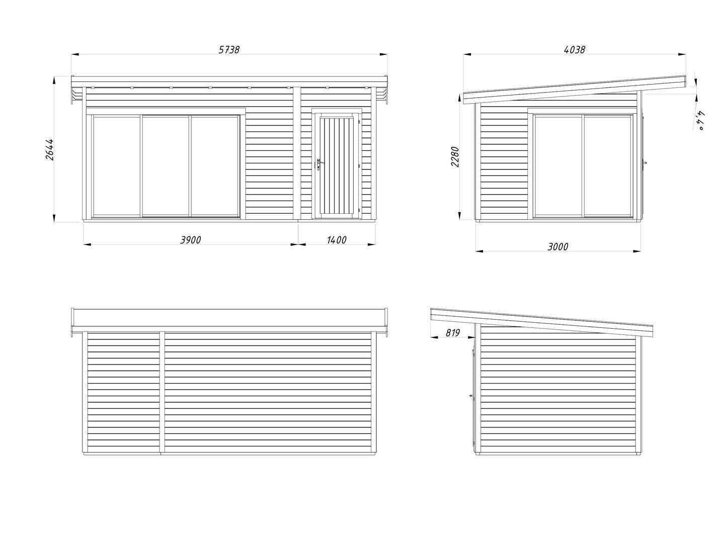 Palmako Andrea 15,2 m2 Slide - Transparent tauchgrundiert