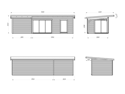 Palmako Andrea 17,1+7,9 m2 Slide - Grau tauchgrundiert