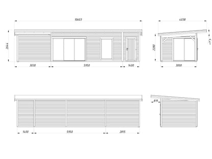 Palmako Andrea 21,1+7,9 m2 Slide Plus - Grau tauchgrundiert