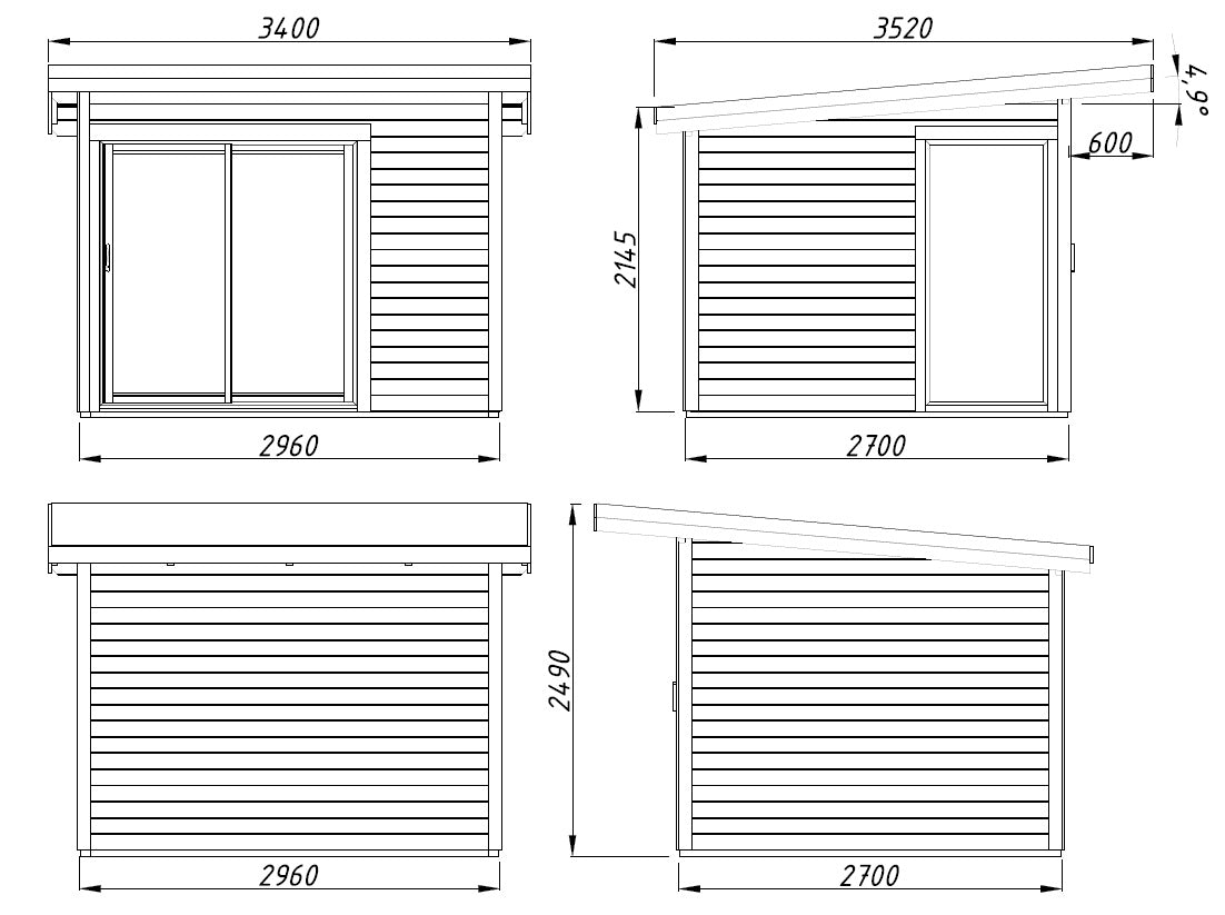 Palmako Andrea 7,5 m2 Slide Plus - Lackiert weiß RAL9016 + anthrazit RAL7016