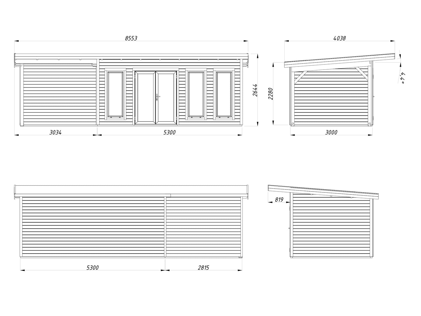 Palmako Aurelia 15,2+7,9 m2 - Hellbraun tauchgrundiert