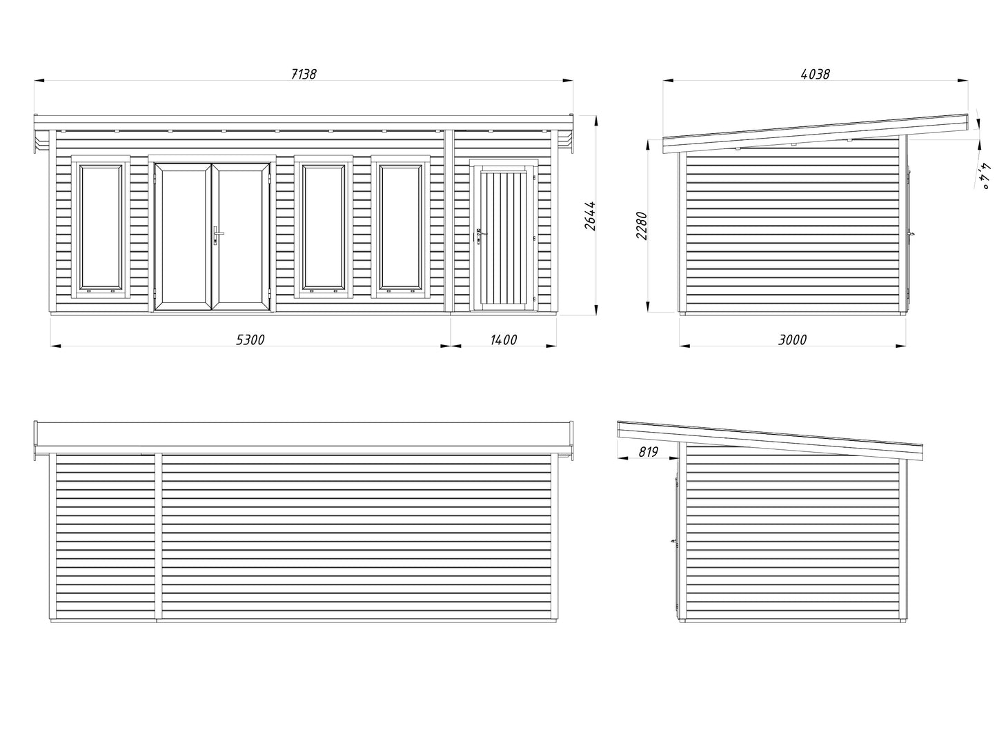 Palmako Aurelia 19,2 m2 - Lackiert weiß RAL9016 + anthrazit RAL7016