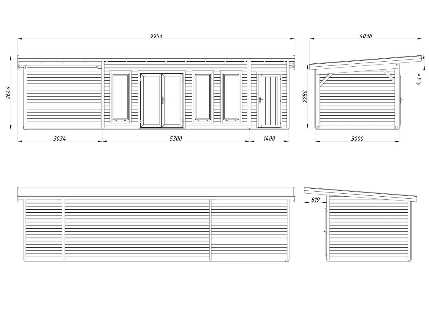 Palmako Aurelia 19,2+7,9 m2 - Hellbraun tauchgrundiert