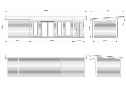 Palmako Aurelia 19,2+7,9 m2 - Lackiert weiß RAL9016 + anthrazit RAL7016