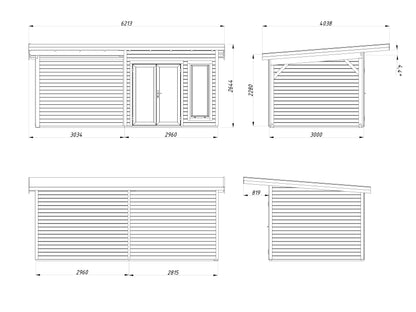 Palmako Aurelia 8,4+7,9 m2 - Naturbelassen
