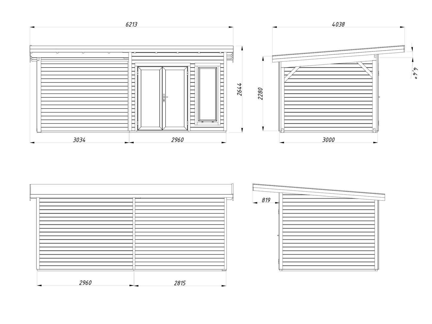 Palmako Aurelia 8,4+7,9 m2 - Grau tauchgrundiert