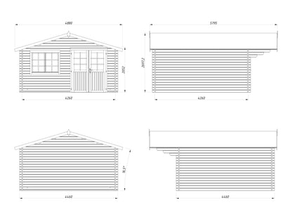 Palmako Britta 17,5 m2 - Lackiert dunkelgrau RAL7012 + anthrazit RAL7016