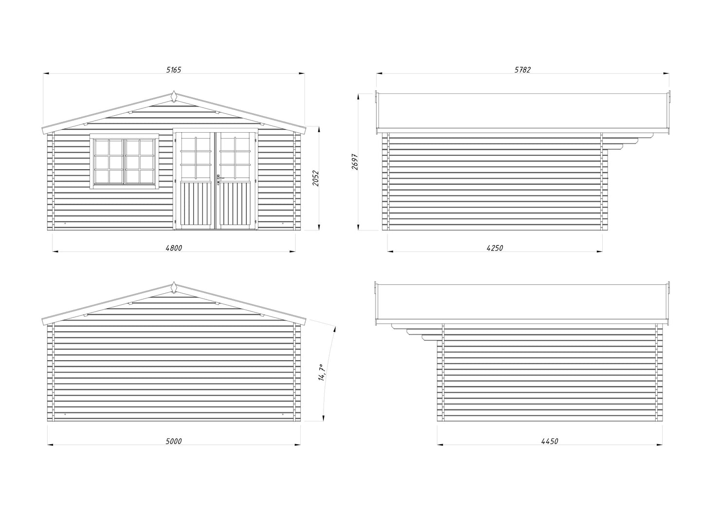 Palmako Britta 19,7 m2 - Lackiert dunkelgrau RAL7012 + anthrazit RAL7016