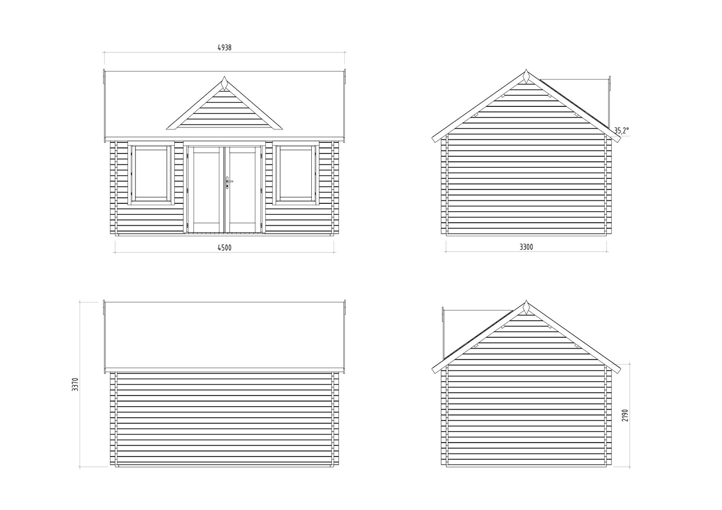 Palmako Claudia 14,2 m2 - Lackiert dunkelgrau RAL7012 + anthrazit RAL7016