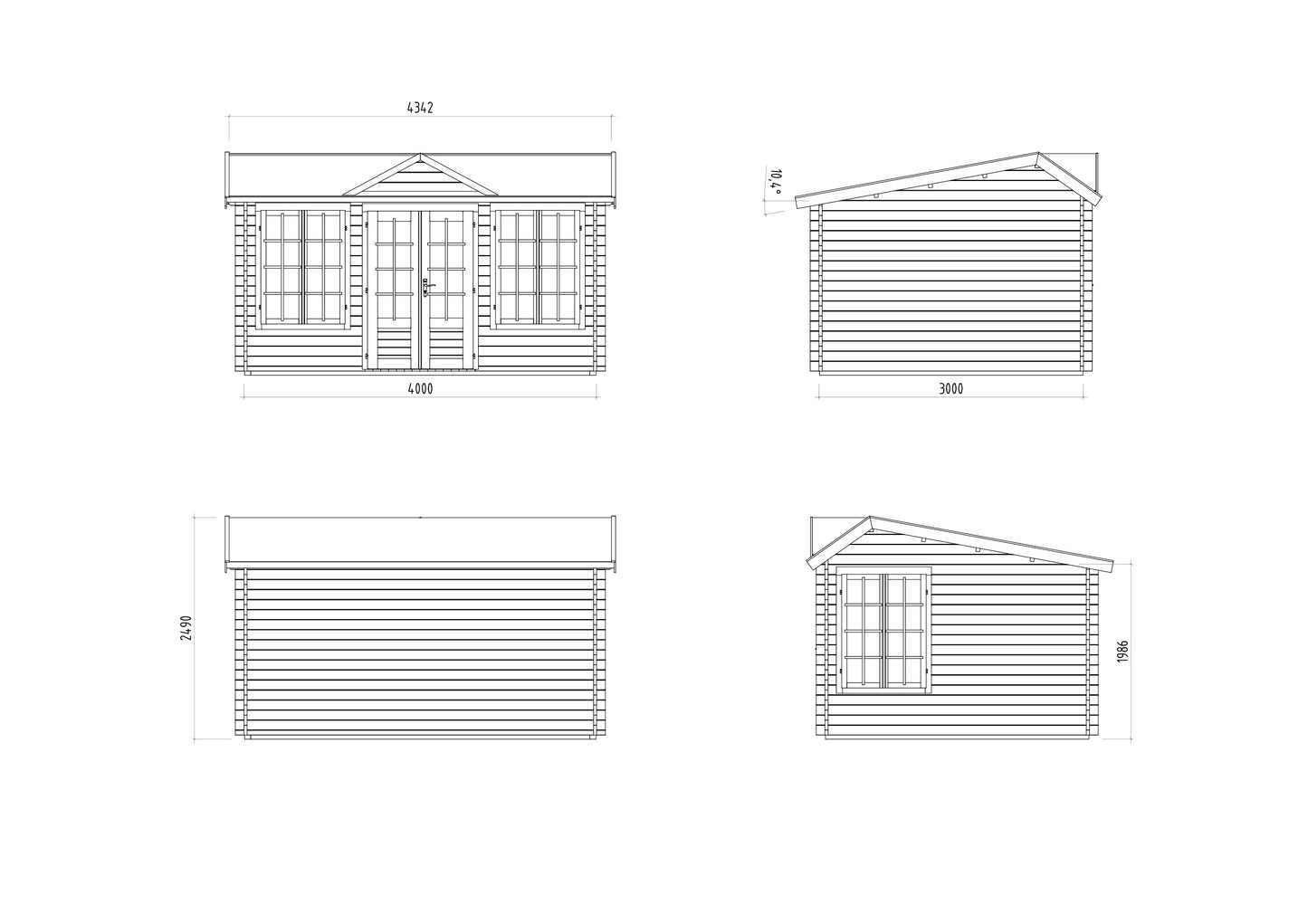 Palmako Claudia Pent 11,5 m2 - Lackiert hellgrau RAL7042 + weiß RAL9016