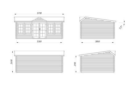 Palmako Claudia Pent 19,4 m2 - Lackiert dunkelgrau RAL7012 + weiß RAL9016