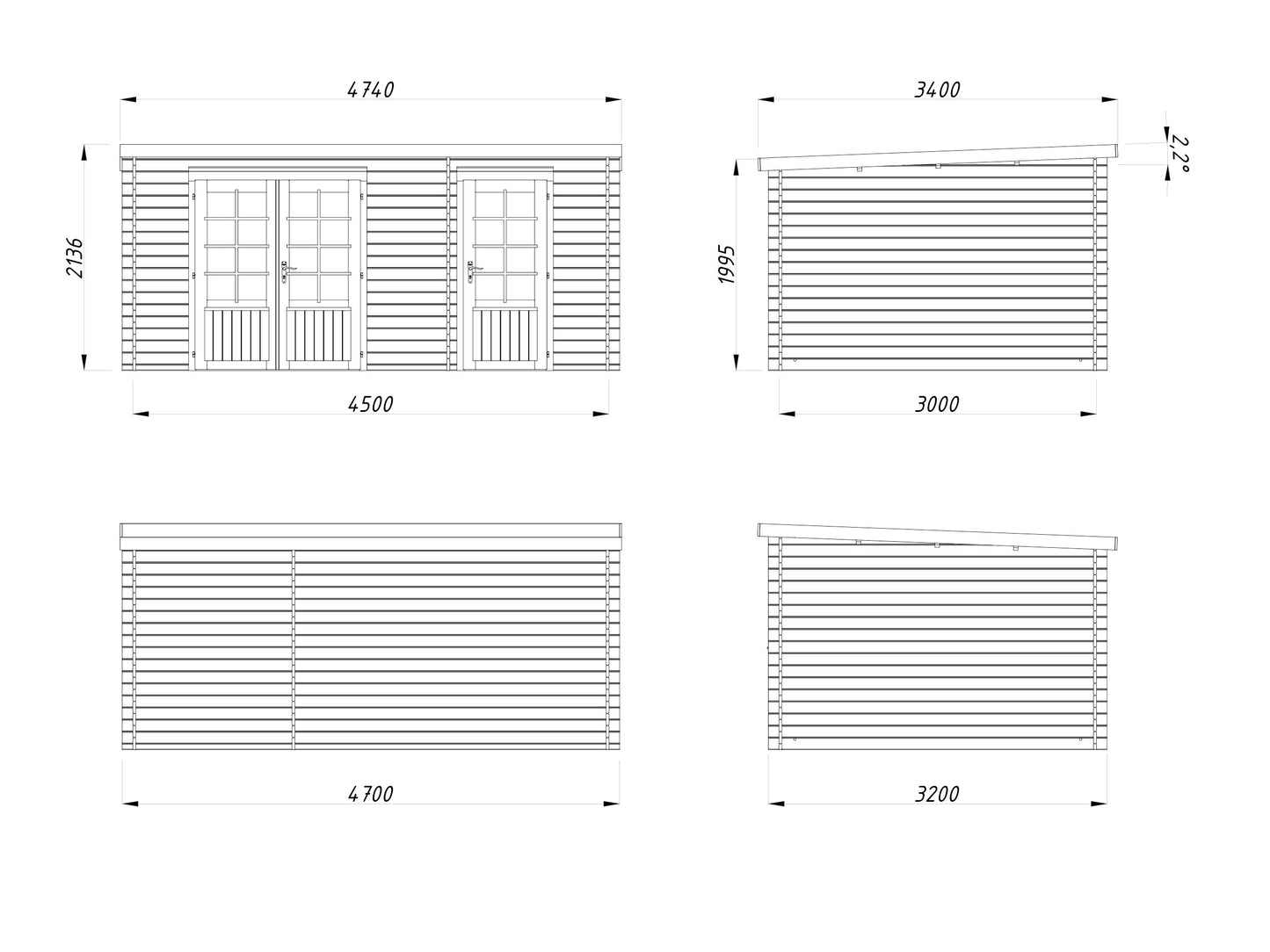 Palmako Ella 13,1 m2 - Naturbelassen