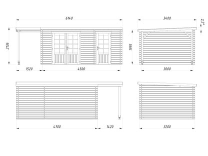 Palmako Ella 13,1+3,9 m2 - Grau tauchgrundiert