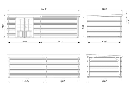 Palmako Ella 8,7+10,0 m2 - Transparent tauchgrundiert